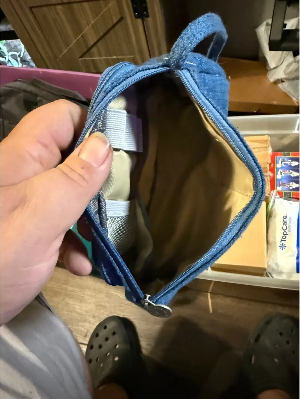 Anzzo Blue Canvas Organizer Bag with Multiple Compartments